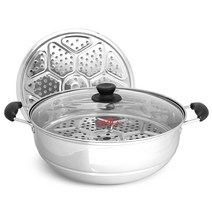 스텐 찜기 냄비 샤브샤브 옥수수 만두 찜기포함 찜냄비, 1개