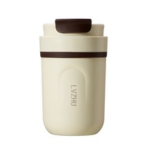 원터치 316 스테인리스 진공 휴대용 빨대 텀블러, 커피색 350ml, 세라믹 내담 업그레이드