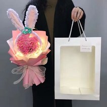 열매믹스다발 열매부쉬다발 꽃장식 망고 튤립 조화 소프트 튤립 인공 꽃과 아크릴 보보 공 Gypsophil 꽃다, 06 pink rabbit