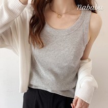 나바바 NK547 여성 골지 민소매 무지 라운드넥 나시티
