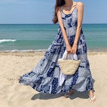 withyourday 페이즐리 뷔스티에 롱 스커트 비치 원피스