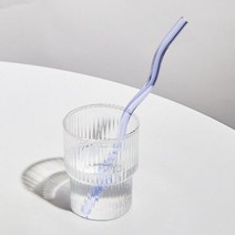예술적 유리 빨대 트위스트 재사용 가능한 열 마시는 우유 차 긴 줄기 막대 방지 티 컵, 1PC wave Lilac