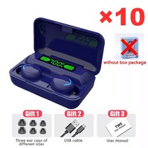 무선인이어 이어폰 블루투스 v5.1 f9 tws 무선 헤드폰 스포츠 방수 헤드셋 hifi 스테레오 이어 버드 for xiaomi phone, 푸른