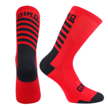 배드민턴백팩 3단 라켓 가방 전문 사이클링 스포츠 양말 남녀 공용 MTB 로드 자전거 무릎 높이 러닝, 37-45, G-red