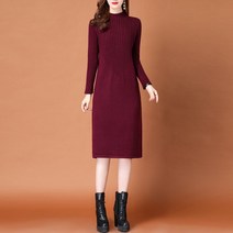 르엠마 [신상] 긴팔원피스 봄원피스 여자니트 여성니트 중년원피스 여성스웨터 스웨터 롱 니트 폴라티 목티 롱원피스 가을원피스 롱니트 니트원피스 겨울 원피스 80999(5)