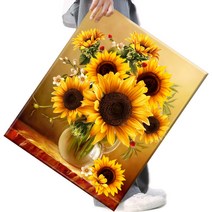 FASEN 액자 보석십자수 캔버스형 DIY 키트 40 x 50 cm, 1세트, FAN07.병속의해바라기