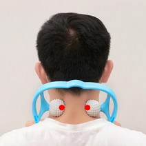 디엠몰 1+1 목걸이 셀프 목 마사지 지압 골프공 볼 롤링 혈액순환 근육통, 그린+블루