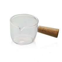 홈카페 용품 우드 핸들 에스프레소 샷잔 내열 유리 샷글라스 손잡이 시럽잔, 50ml
