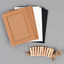 키알리 페이퍼프레임 종이액자 가랜드 혼합 10P 나무 집게 마끈 DIY세트 포토 보드 사진전시 종이 액자프레임 2세트, 사이즈, 중 10P