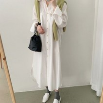 디아더컬러 여성 봄 가을 셔츠 롱 원피스 오버핏 루즈핏 빅사이즈