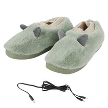 온열 슬리퍼 실내화 usb 전기 부츠 발 따뜻하게 통기성 발 히터 이동식 발 난방 야외 여행용으로 편안한 안전, 초록, 38 39