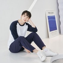여름 시원한 작업 출근 데이트 냉장고 아이스 냉감 운동 홈트 헬스 바지 팬츠 올 밴딩 치즈 슬랙스 (네이비)
