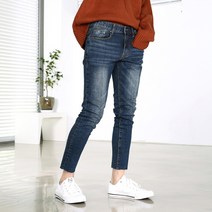 남성용 스판 9부 히든 밴딩 컷팅진 남자 청바지 데님