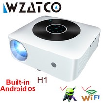 WZATCO H1 풀 HD 19201080P LED 프로젝터 스마트 안 드 로이드 WIFI 비디오 Pector 홈 시어터 시네마 비머 4D Keyston, 03 H2w Built in Android