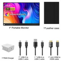포터블모니터 미니모니터 소형 디지털 스마트 태블릿 사이니지 노트북 IOS 안드로이드 윈도우용 휴대용 PC 모니터 4K UHD 100% 어도비 RGB HDR400 프리싱크 IPS-, [04] 15.6in 4K black, [01] 영국 플매트 카펫 러그