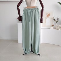 [메이룸] 스티치pt 무지 밴딩 스트링 일자 조거팬츠