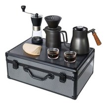 여행 커피 메이커 세트 V60 드리퍼 서버 주전자 수동 그라인더 필터 종이 선물 상자 야외 캠핑, SET E