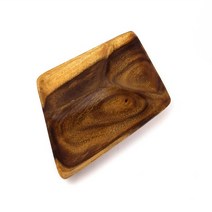 다용도 접시 마른안주 견과류 그릇 나무 용기 직사각 3분할, 단색