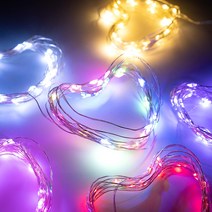 와이어 LED 전구 10구 무드등 소품 스트링 조명 재료 공예 미니 장식등 크리스마스 트리, LED와이어(골드)+스티커제공