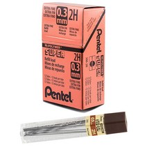 Pentel 슈퍼 하이 폴리머 샤프심 리필0.3mm 엑스트라 파인 2H 12개/튜브 12개 박스3002H USA 미국