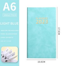 2023다이어리A6 의제 노트북 2023 영어 일정 도서 365 일 시간 관리 회의 일일 계획 책 가죽 노, 01 BLUE