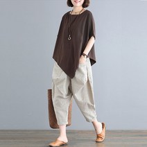 Makone 배기바지옷 와이드 루즈핏 슬림핏 가오리 소매 단커버 캐쥬얼 트렌드 여름 여성 룩