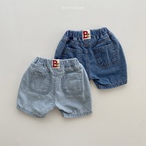 콩알옹알 모모 데님팬츠 1세-7세 아기 유아 아동 여름 반바지 고무줄 팬츠 편한청바지