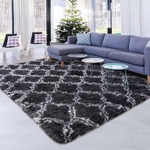 Unirea 1.8 x 2.7m(6 9피트) 럭셔리 샤그 부분 러그 모던 실내 플러시 푹신한 매우 부드럽고 보송보송한 카펫 침실 거실 여자 아이 아기방을 위한 기하학적 모로코 그레, 8 x 10 Feet, Dark Grey/White
