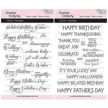 Stamp Simply Clear Stamps 모든 행사 감정 생일 은퇴 휴일 등 (2팩) 10.2x15.2cm(4x6인치) 시트 - 25피스