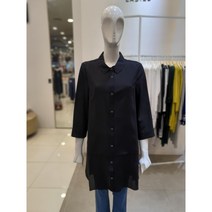 크로커다일 레이디 스트라이프 인견 롱기장 셔츠형 블라우스 CLAMBL501.BK