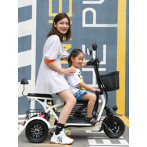 3인승 초경량 전기자전거 통근 등하원 3륜 접이식 자전거, 400W 전기자전거 30A/120km 2인승