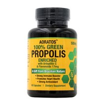아오라토스네이쳐 프로폴리스 Propolis 아르테필린 C 플라보노이드 17mg 60캡슐, 60캡슐 x 1개
