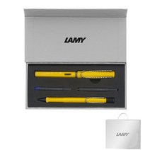 LAMY 사파리 만년필 + 볼펜 기프트세트, EF, 옐로우
