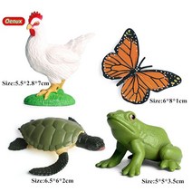 캐릭터 피규어 oenux new wild animals snail spider elk frog snake 모델 액션 농장 고양이 개 인형 미니어처 컬렉션 kids toy, 4개