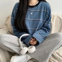 여자 브이넥 긴팔 티셔츠 크롭 여학생 스트라이프 스타일리쉬 전 경기 널리 퍼진 긴 소매 십대 탑 남녀공용