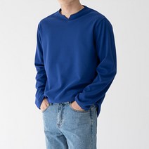 스타일에스 남자 슬릿 브이넥 봄 가을 무지 티셔츠 기본 긴팔티