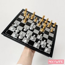 휴대용 자석 체스 미니 체스판 체스세트 보드게임 교육용 게임 전략 게임 영재 교육 두뇌 발달