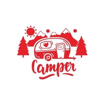 패션 캠퍼 그래픽 자동차 스티커 크리에이티브 장식 운송업자 RV 캐러밴 트럭 도어 창 비닐 라미네이트 자, 04 빨간_03 S 80x63.5cm