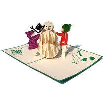 이엔그린 입체카드 팝업카드 3D카드 일반카드, 선택69)눈사람과 아이들, 1매
