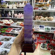 천연 블루 형석 크리스탈 오벨리스크 레이키 힐링 룸 사무실 장식 선물용 베이스, 02 800-850g