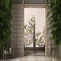 녹색 잎 문 커튼 식물 일본 파티션 걸이식 커튼 주방 침실 입구 출입구 장식 노렌 Cortinas, 90x180cm, 23 CTS00531_07 90x180cm