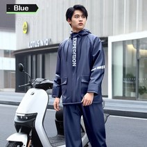 낚시 복 우의 의류 방수 레인슈트 우비 가을 바람막이 남녀공용 라이더 전신 세트 패션 컬러 스플릿 레인 코트 오토바이 야외 팬츠 라이딩 장비, 12.MenBlue - L
