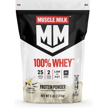 Muscle Milk 100% 유청 단백질 파우더 바닐라 5파운드 66인분 단백질 25g