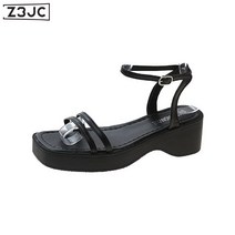 Z3JC 통굽 일자 버클 웨지 힐 패션 슈즈