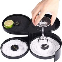 마가리타 및 칵테일 바텐더 도구 소금 상자 양념 용기용 1팩 3단 바 유리 리머
