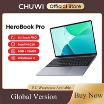 CHUWI-히어로북 프로 윈도우즈 11 노트북 14.1 인치 FHD 디스플레이 인텔 Celeorn N4020 CPU LPDDR4 8GB 2, 01 Laptop n Bag