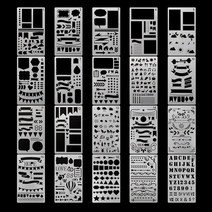 총알 저널 플라스틱 할로우 스텐실 플래너 12/20 개 다이어리 드로잉 템플릿 스크랩북 DIY 장식 공예, 02 1-20 sheets