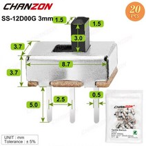 조명 램프 스위치 버튼마이크로 슬라이드 스위치 Spdt 3 핀 5 미니 ss12f15 1p2t 3mm Arduino 용 소형 토글, 20pcs SS-12D00G 3mm