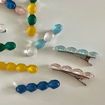 국내제작 조약돌 호마이카 컬러 아크릴 여름 옆머리 미니 포인트 축제 워터밤 흠뻑쇼 헤어핀 집게핀, 믹스A
