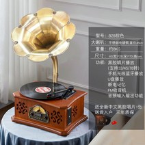 레트로 축음기 LP 레코드 플레이어 턴테이블 클래식 블루투스 오디오 카페 인테리어, B28 브라운